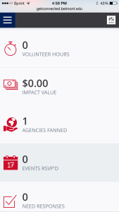 Students can easily check their hours and "impact value."