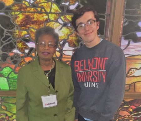 Sam Bartholomew is pictured with Emily Jackson, a fellow Disciple of Merit award recipient.